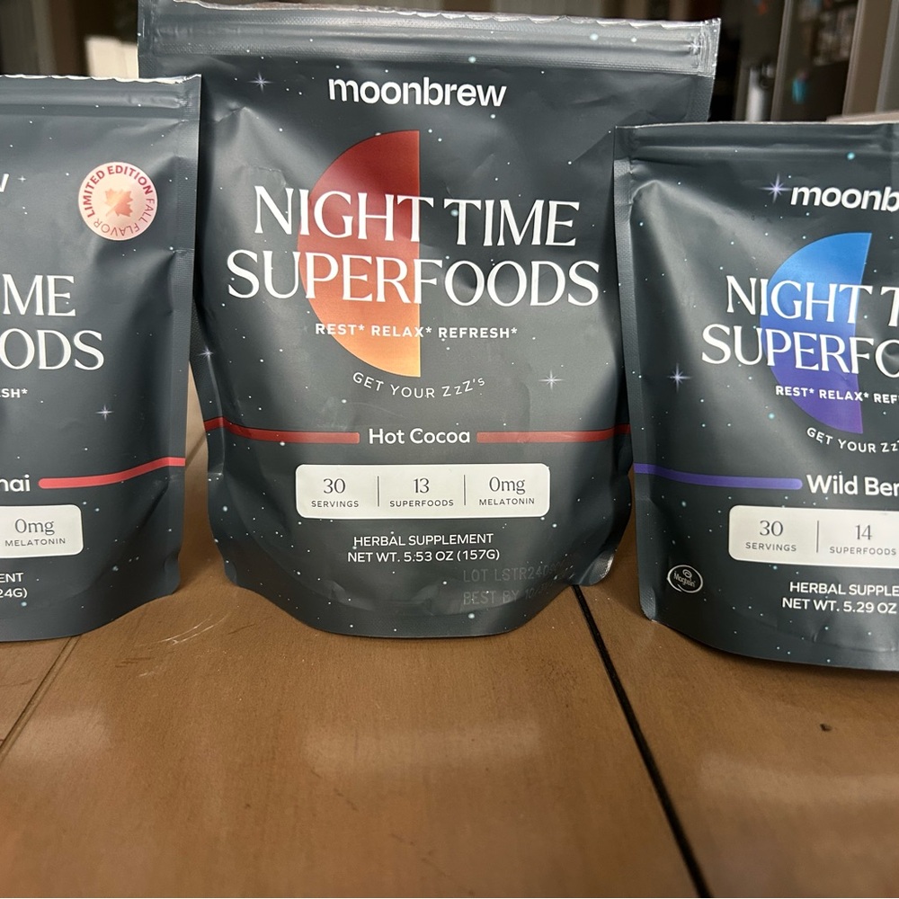 Moonbrew nightine superfoods rest relax refresh herbal supplement!  All 3!